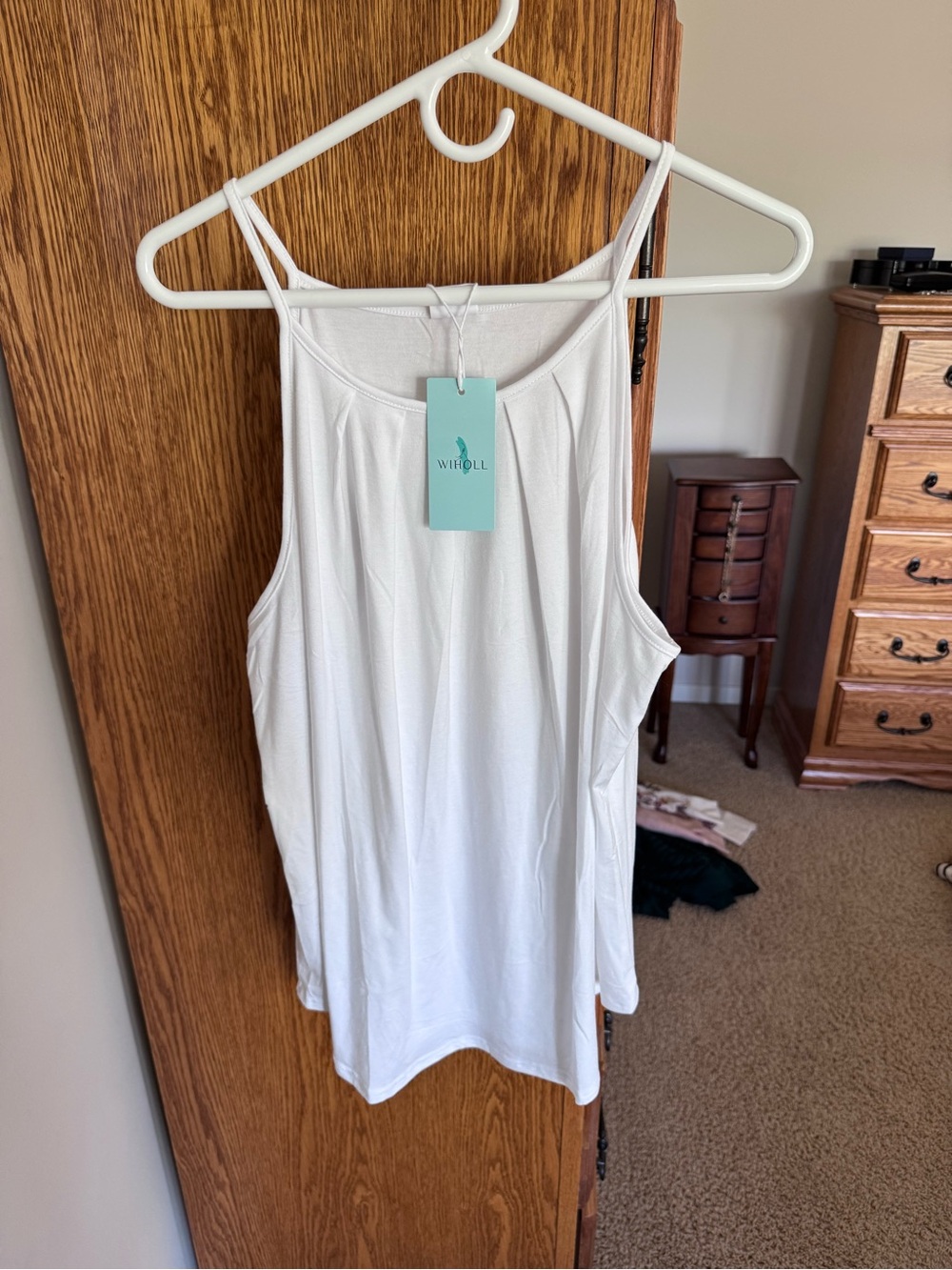 Wiholl Women's White Racerback Tank Top
